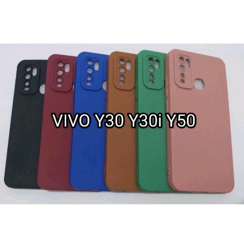 /SOFTCASE MACOARON VIVO Y30/Y30i/Y50 TEMPER GLASS CARAMIC SPY PELINDUNG NYA HP DAN CAMERA TPU PROTEC