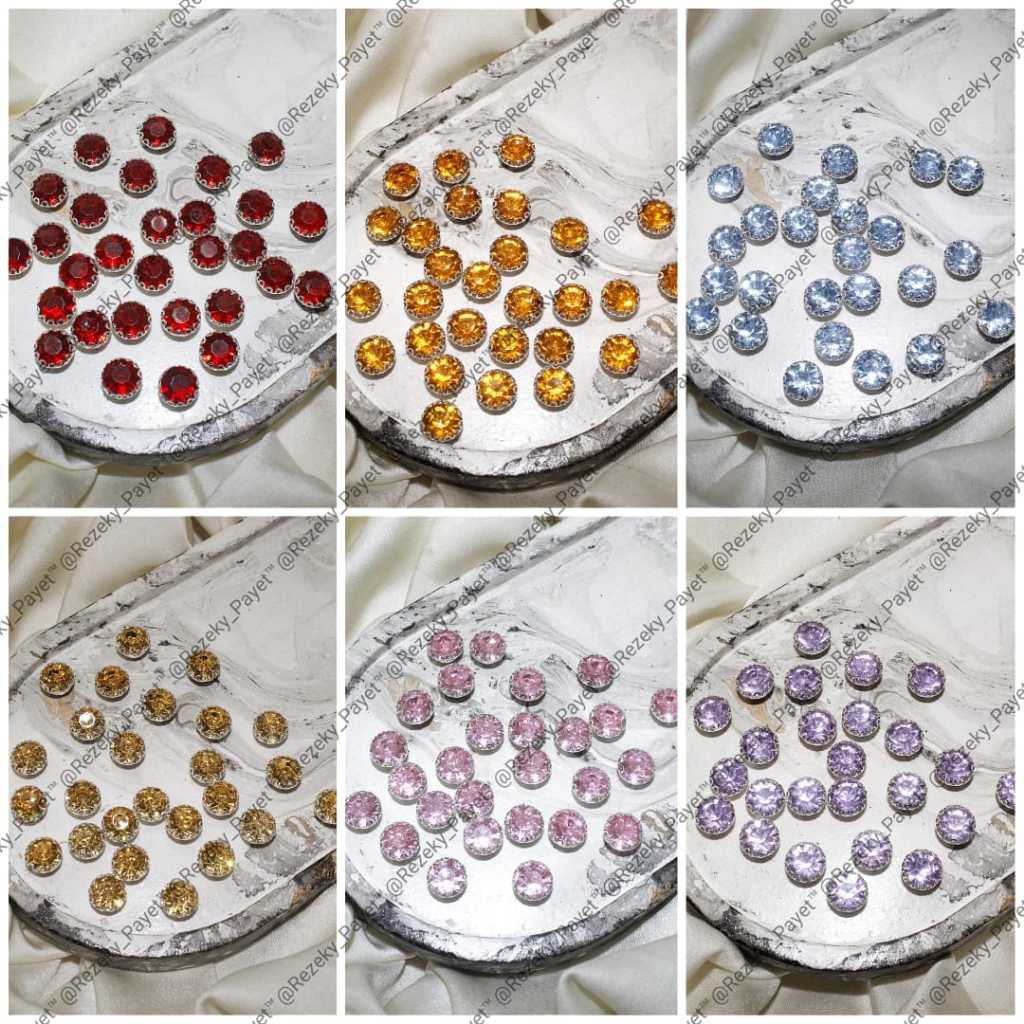 Kristal Bulat Cangkang Silver | Size 8MM | 10MM | 10 Variasi Warna | Crystal Cangkang Jahit | Mote J