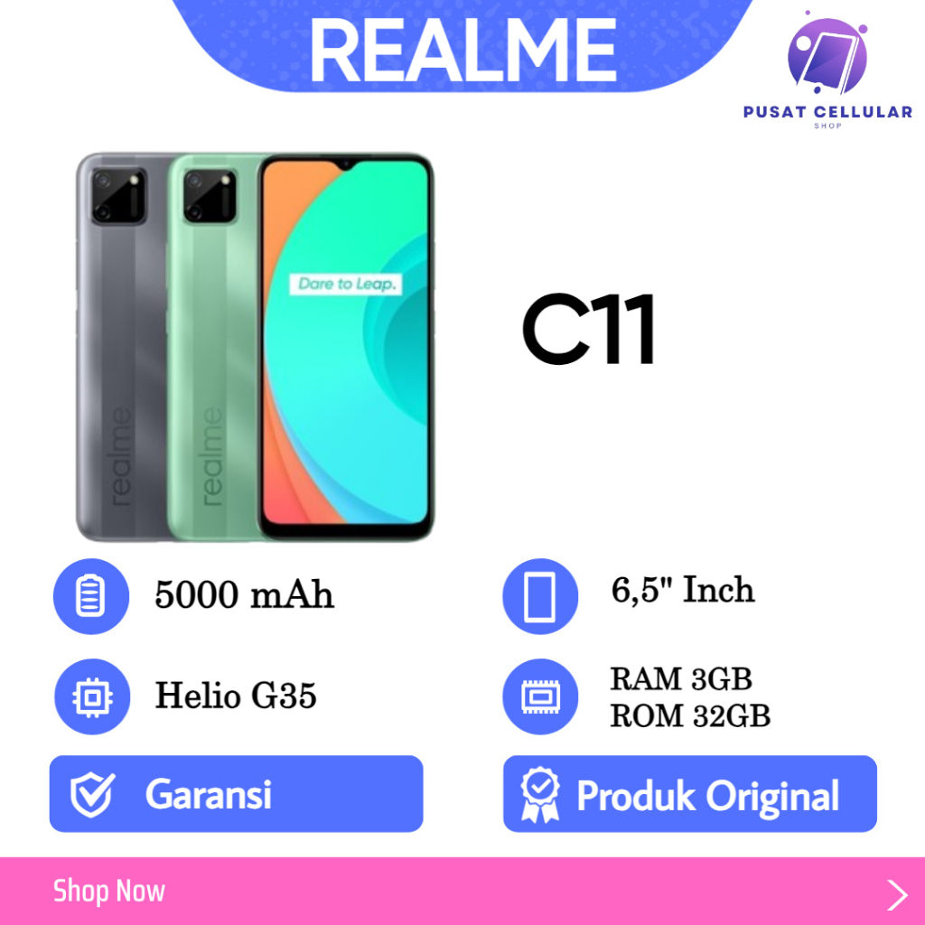 READY STOK HP realme C11 (2021) 4/64GB [5000mAh Massive Battery] >> FULL SET