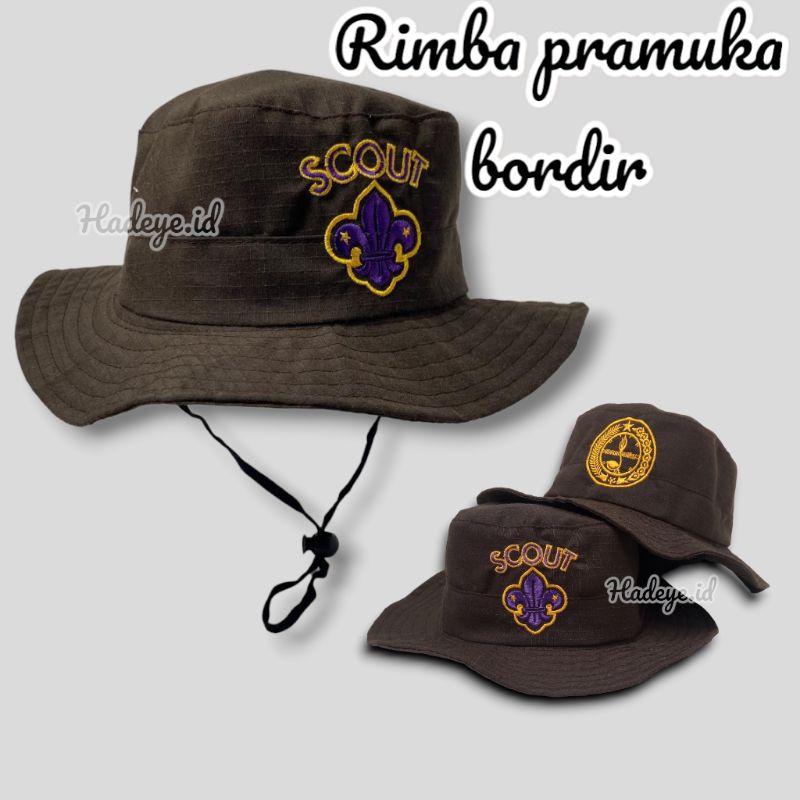 Topi Rimba Pramuka - Topi Pramuka Coklat Bordir -  Perlengkapan Pramuka Termurah
