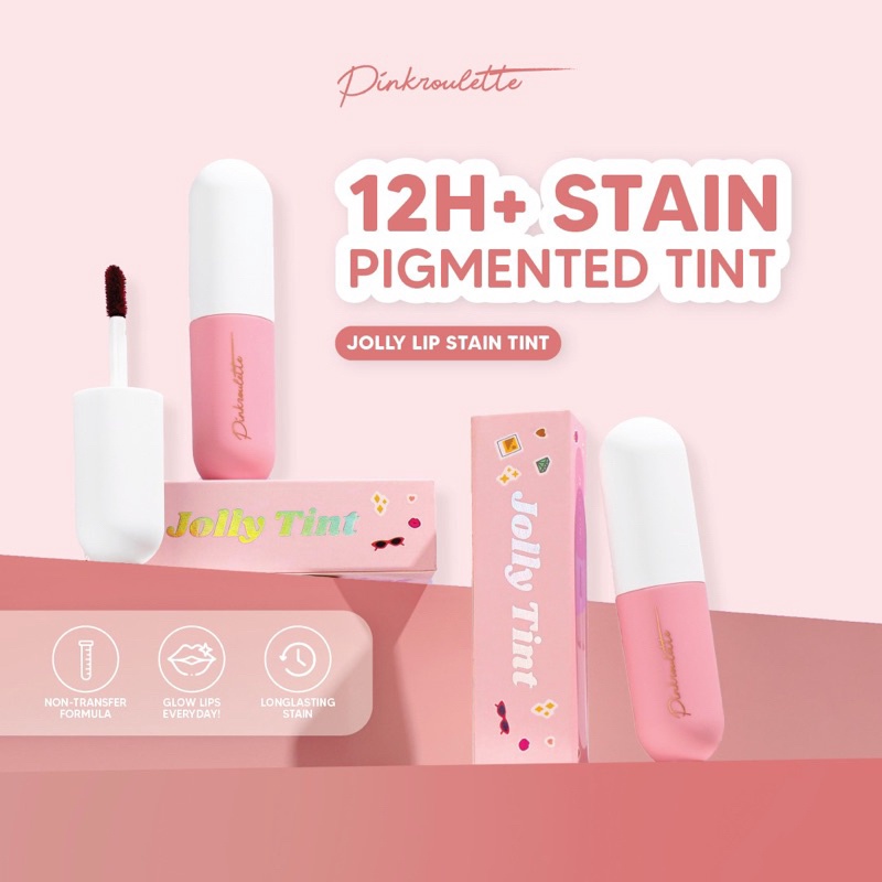 1212 Brand Jolly Tint PinkRoulette  Lip Tint Stain with Serum  Liptint Pigmented Liptint Tahan Lama 
