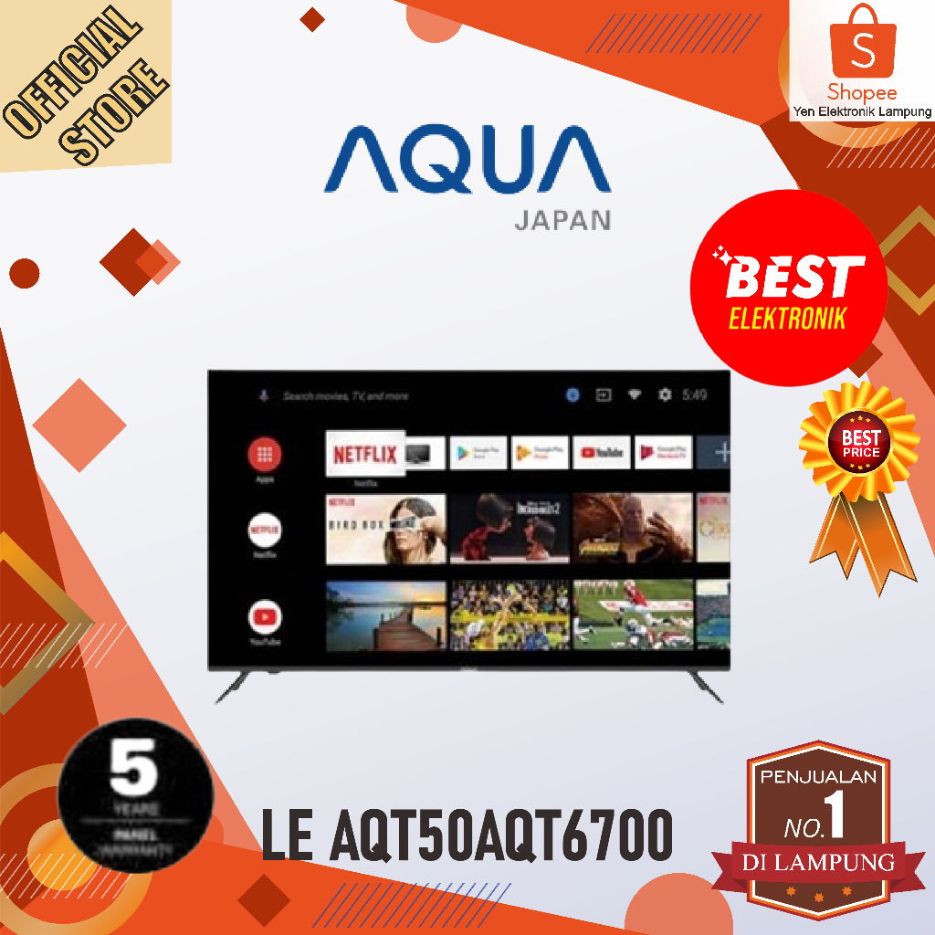TV AQUA LE50AQT6700UG TV 50 Inch Android 11 4K HDR Garansi Resmi AQUA