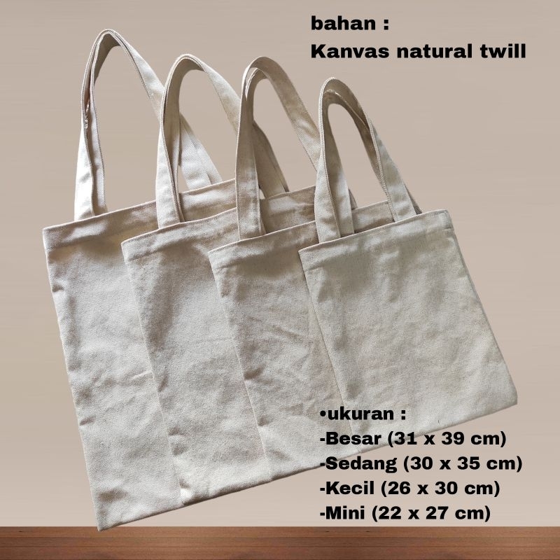 Totebag Kanvas Polos Kanvas Tebal Goodie Bag Totebag Twill Tas Bahu Tas Unisex Tas Wanita Tas Pria