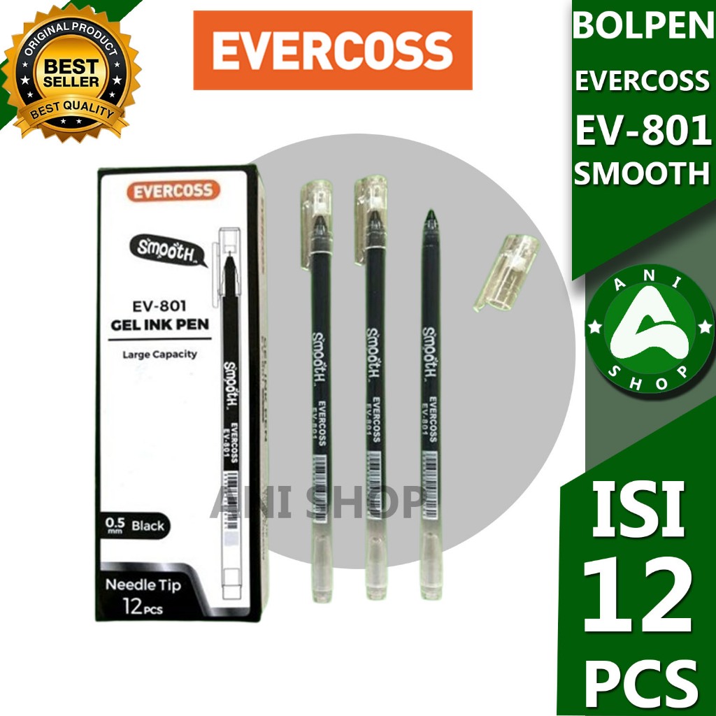 

PULPEN EVERCOSS SMOOTH GEL INK PEN EV-801 ISI 12 PCS ANI SHOPP