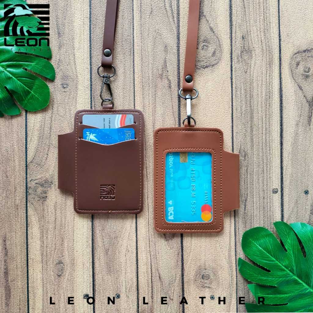 

ID CARD Holder Kulit 2 Slot NTS039 Dilengkapi dengan Tempat Bulpoint Lanyard Kulit Tempat Pulpen