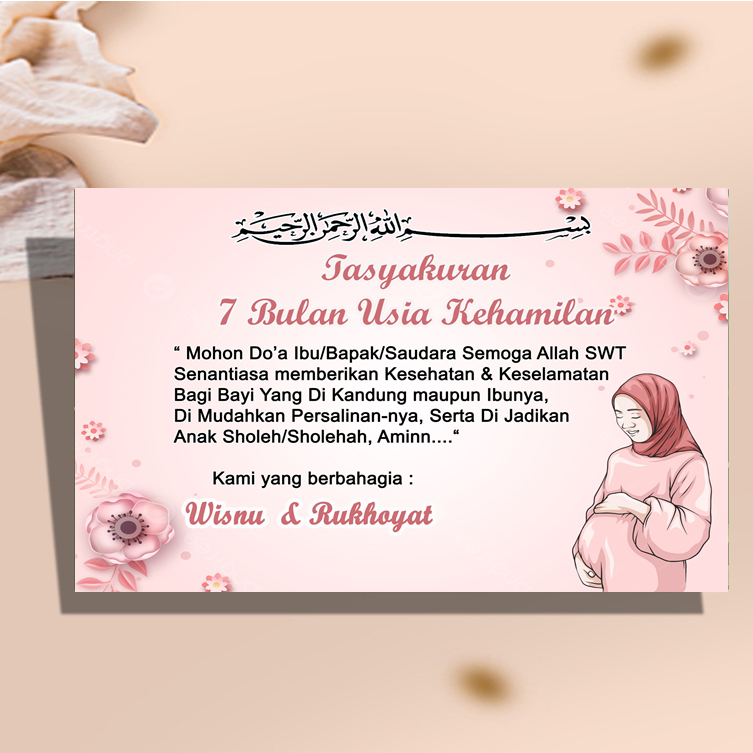 

Cetak KARTU / STIKER TASYAKURAN KEHAMILAN 4 BULANAN / 7 BULANAN w22