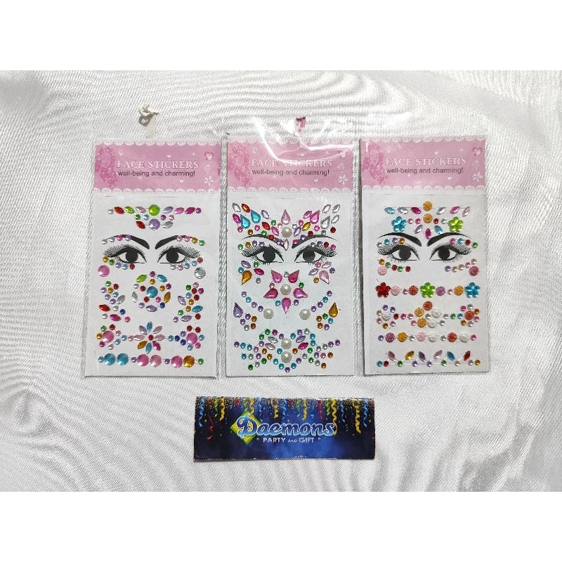 STIKER WAJAH ANAK DIAMOND TIMBUL / AKSESORIS FASHION FACE STIKER GEMS CRYSTAL MAKE UP / STIKER WAJAH
