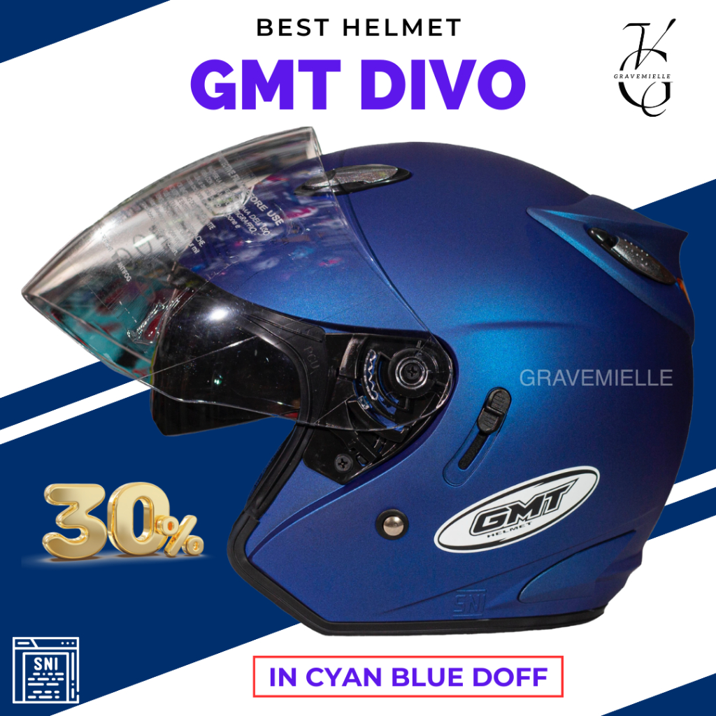 Helm Half Face GMT Double Visor Motor Helm Pria Wanita Helm Helm 2 kaca Helm INK