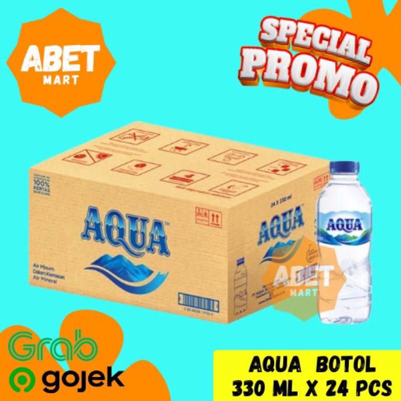 

Air Mineral Aqua 330 ml 1 Dus isi 24 Botol - Water 330ml Mini Pcs Kecil Akua