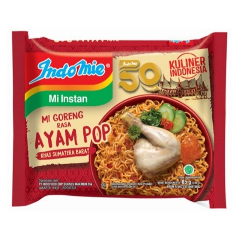 

Indomie Mie Instan Goreng Rasa Ayam Pop Kemasan isi 85 gram