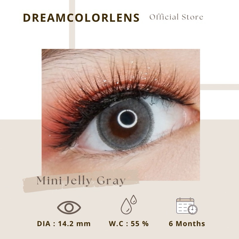Softlens Kitty Kawaii Mini Jelly Gray / Grey / Abu Normal Minus Beda Minus