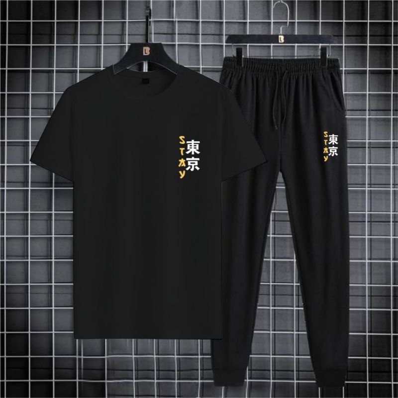 Setelan Kaos Celana Jogger Pria Logo Stay Terbaru II Set Kaos Celana Jogger Dewasa II Setelan Kaos K