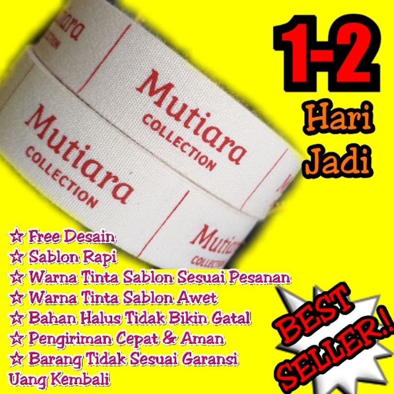 

{300pcs} Label Nama/Label Katun/Label Hijab/Label Woven Damask Subtitude FREE SESAIN