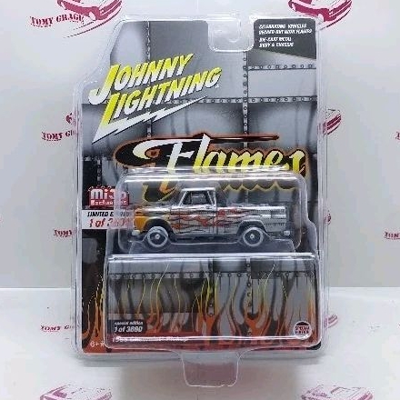Johnny Lightning 1966 Chevrolet Pickup Silver with Flames