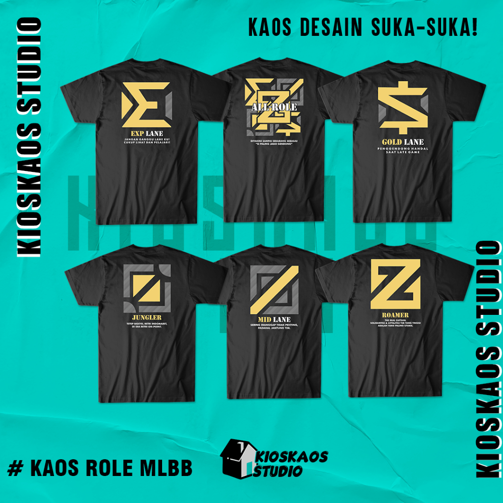 KAOS CUSTOM TSHIRT ROLE MLBB BEBAS REQUEST ROLE DAN KATA KATA #1 