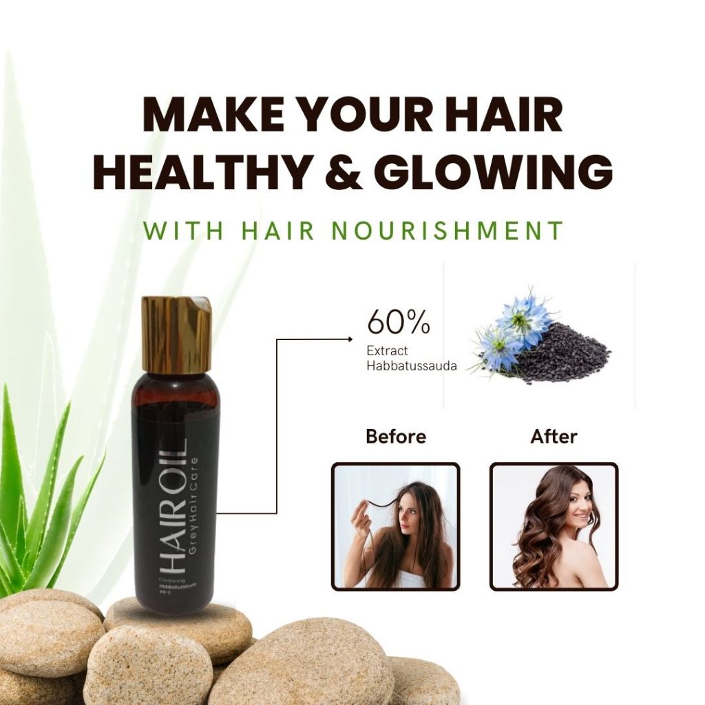 Thanajpra Hair Oil Penghitam Rambut Uban Hitamkan Rambut Secara Alami