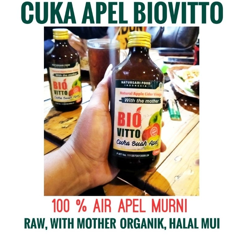 Cuka Apel Batu Malang Biovitto Organik Raw With Mother Halal MUI