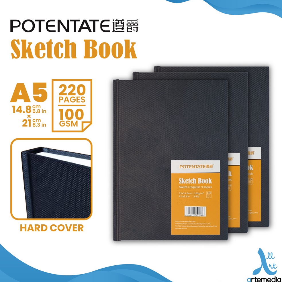 

xaad 91 Buku Sketsa Potentate Hard Cover A5 Stitch Bound Sketchbook J