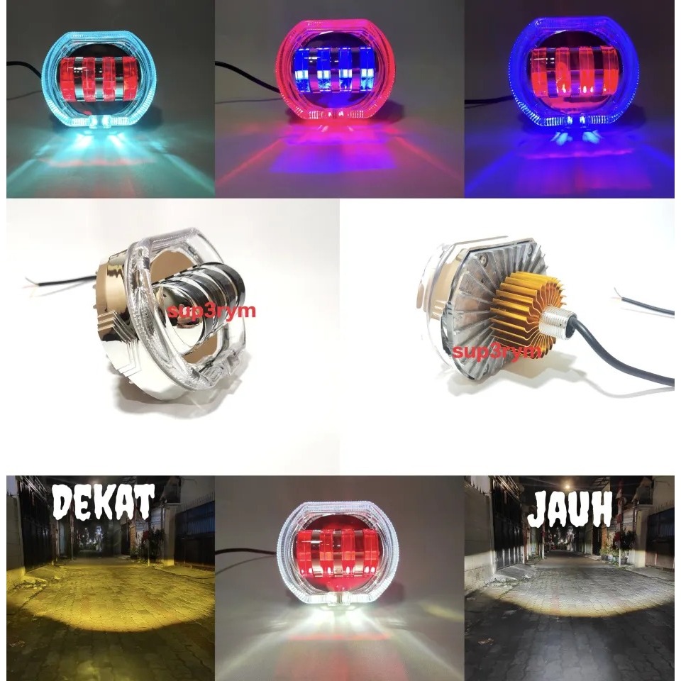 ORIGINAL LAMPU BILED DAYMAKER 4 LENSA SHROUD BMW 8D LAMPU TEMBAK CUT OFF BILED 4 MATA BILED