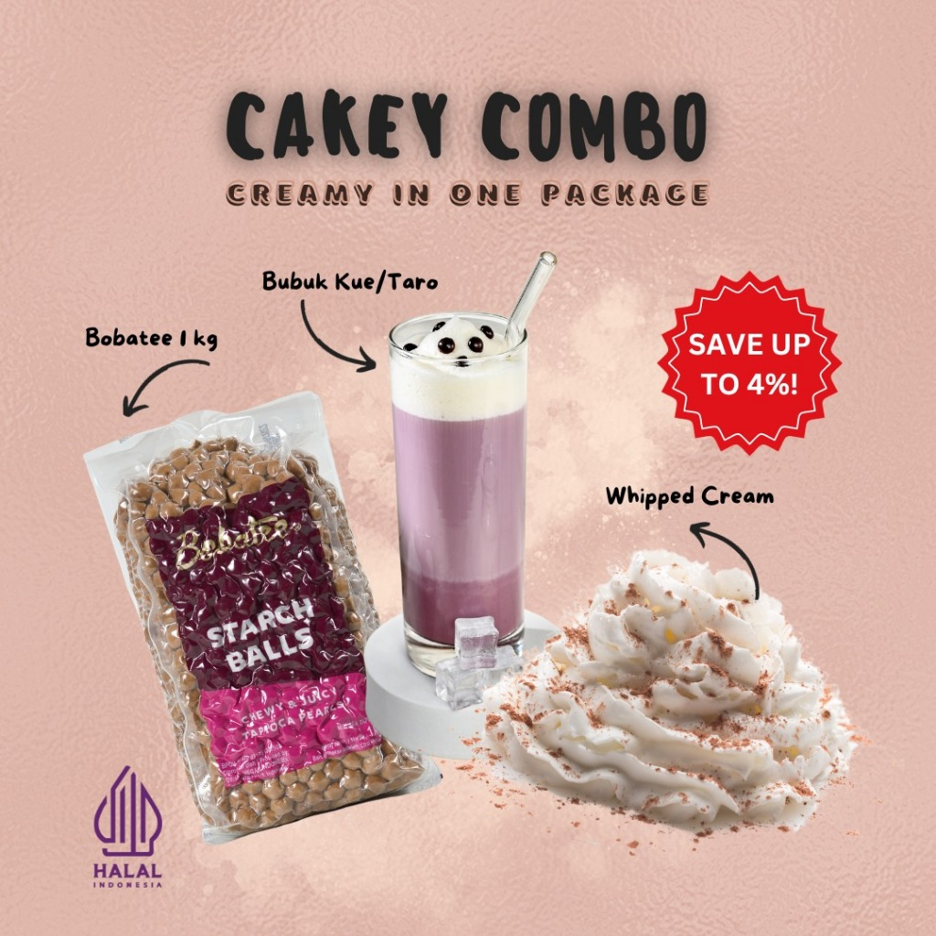 

Paket Bundling 5: Bubuk Kue 500 gr + Whipped Cream 500 gr + Bobatee 1 kg ( bebas pilih rasa )
