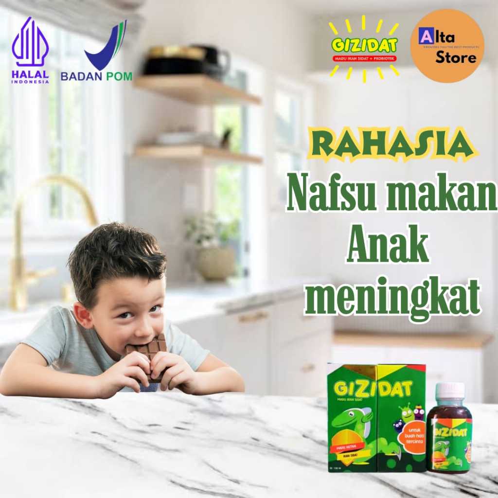 

Gizidat Jambi- Madu Penambah Nafsu Makan Anak-Anak Doyan Makan-Ekstrak Ikan Sidat-130ml-Halal BPOM