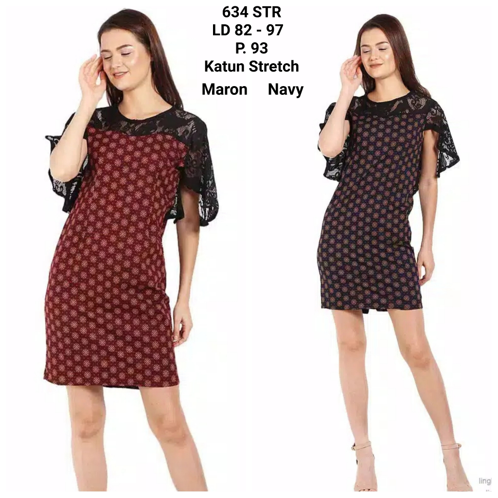 Dress Batik Fashion / Mini Dress Cantik Sexy / Dress batik brukat 634 STR