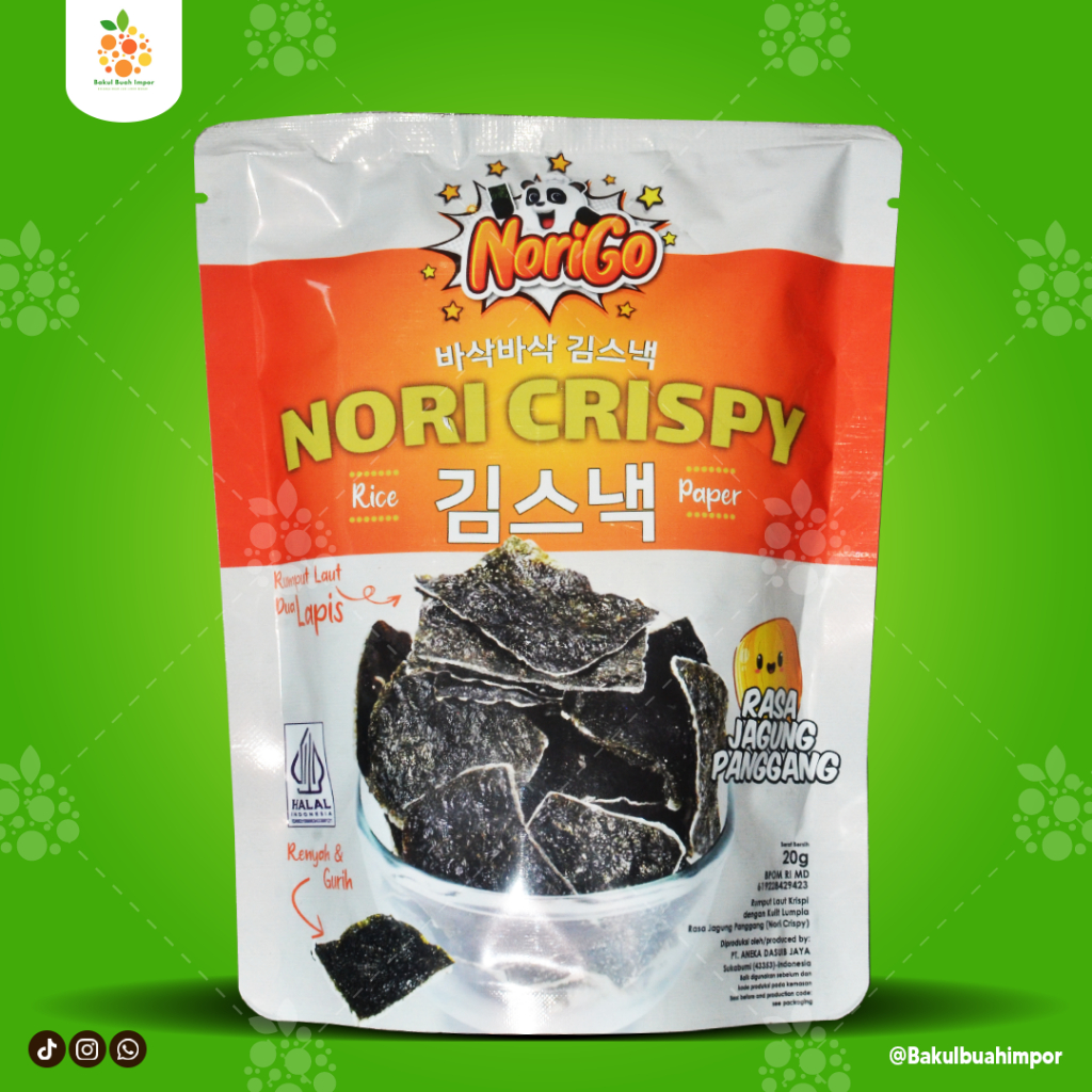

Norigo / Nori Crispy Balado & Jagung Panggang Seaweed Snack 20g Rumput Laut Halal