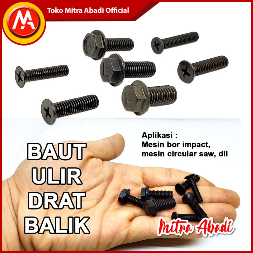 Baut Ulir Kepala Bor Drat Balik Bor Mesin Potong