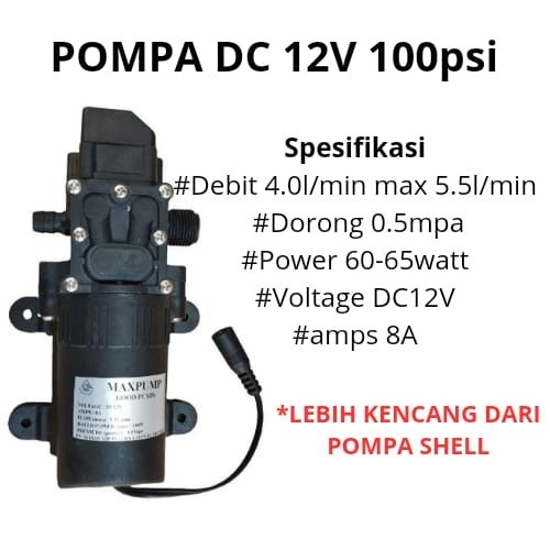 MAXPUMP PRESSURE PUMP Mesin Pompa Air mini untuk cuci mobil Elektrik High Pressure 100WATT Pompa Air DC 12V Original High Pressure Sprayer Pertanian
