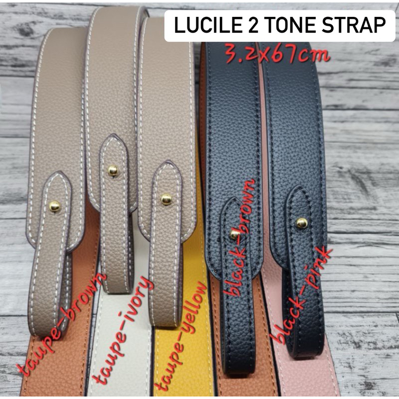 Bag strap Lucille 2tone midi long bagstrap 3.2x65cm / tali tas 2 warna panjang medium 3.2x65cm kulit