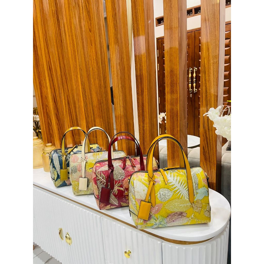 TAS KULIT WANITA MODEL SACHEL ECOPRINT - TOKO SYAGITA KULIT ASLI GARUT