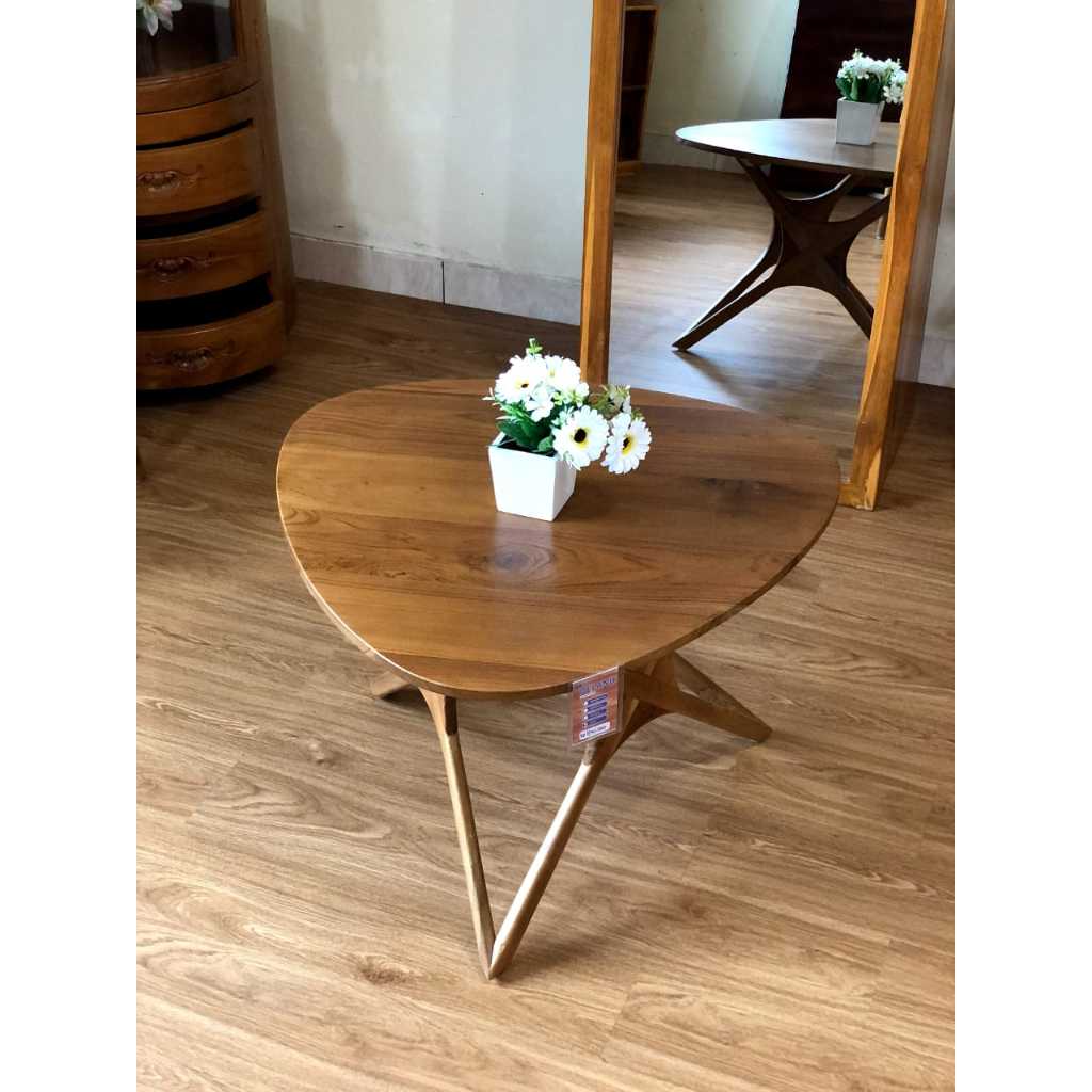 Meja Kaki Segitiga Kayu Jati