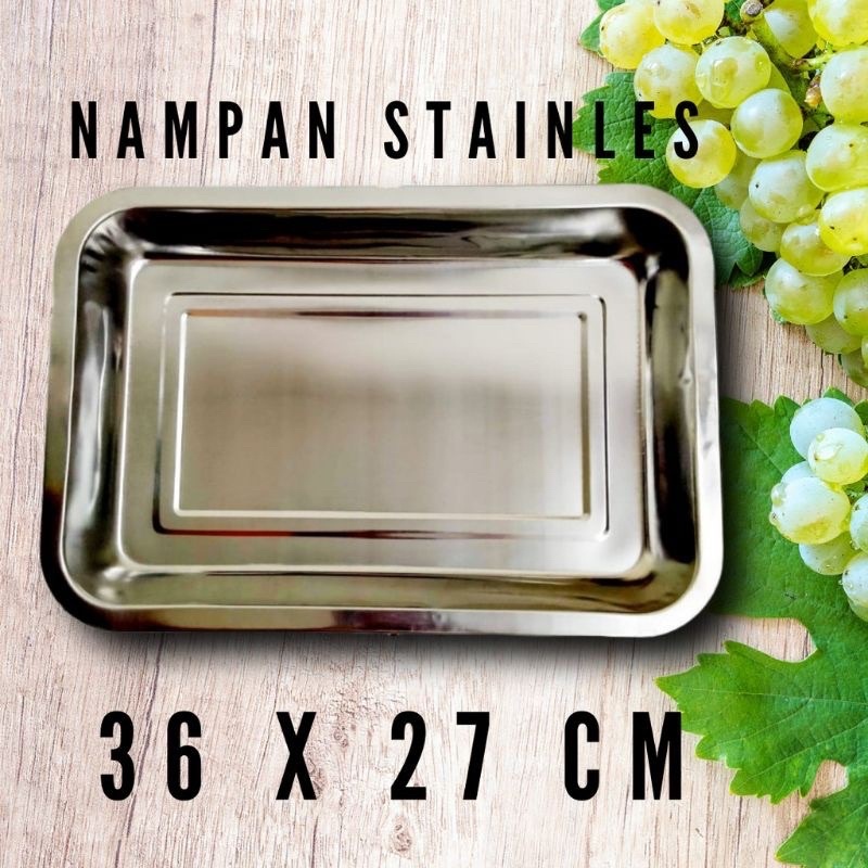 Nampan stainless persegi / nampan baki stainless / baking tray stainless 36 X 27CM