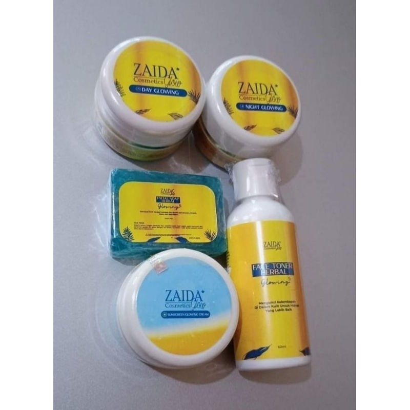 100℅ ORI PAKET LENGKAP HERBAL GLOWING SUNSCREEN ZAIDA GLOW COSMETIC