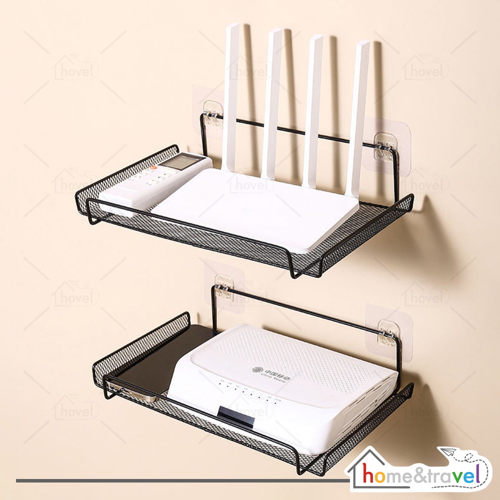 Rak Dinding Besi Minimalis Gantung Serbaguna untuk Modem Router dan Hiasan Dinding