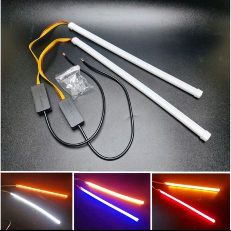 LAMPU ALIS LED NEON ALIS DRL FLEXIBEL WATERPROOF 12V 30CM 2 MODE RUNNING RUNING DAN SEN SEIN