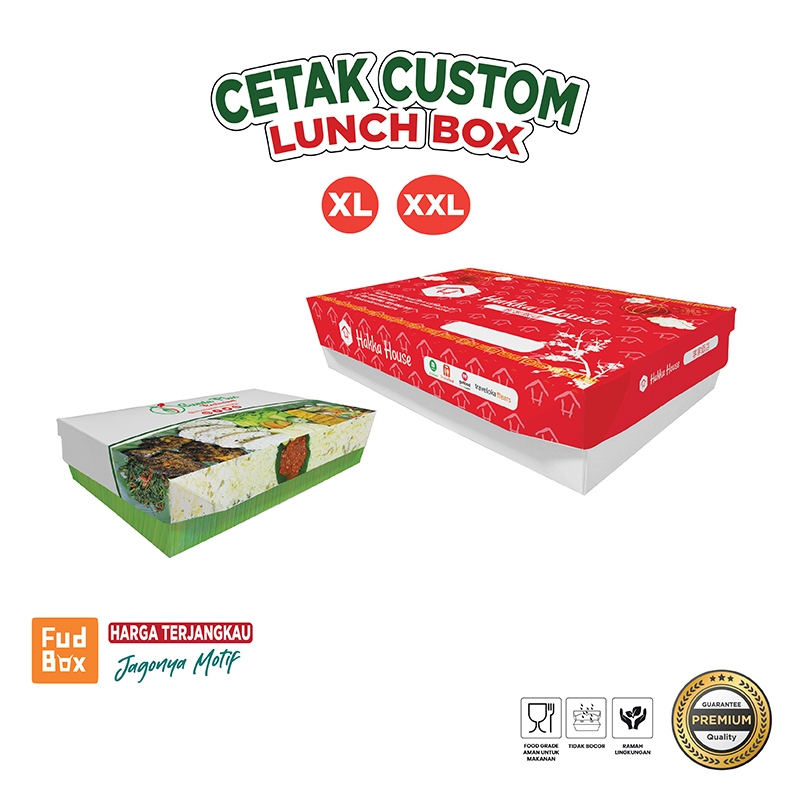 Cetak Custom Paper Lunch Box Size XL dan XXL | Custum Design Kotak Makan Kertas Full Priting