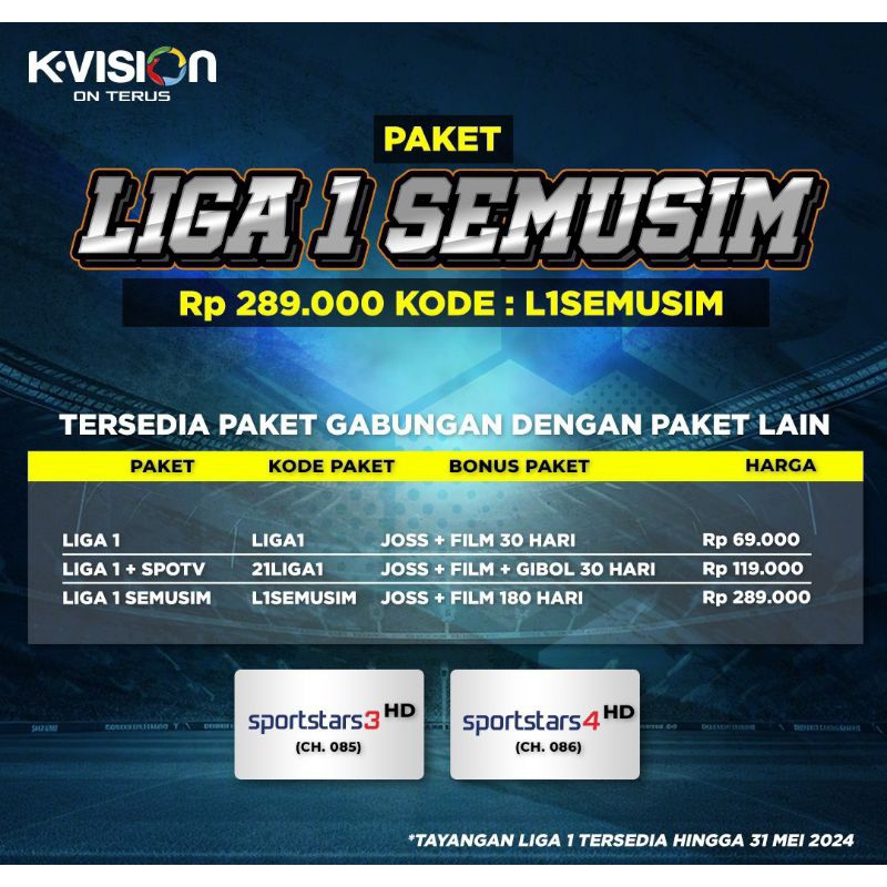 Paket Liga 1 K-Vision Bromo Cartenz Gol