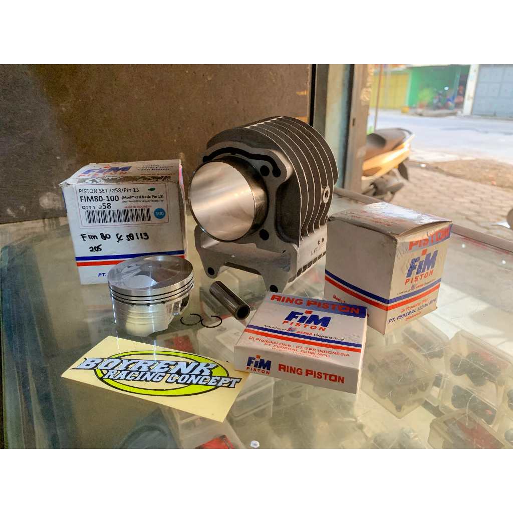 CYLINDER BLOK BEAT KARBU KVY BEAT FI KZL BEAT ESP K44 BORE UP SET PISTON 57 58 59 PIN 13 - BOYRENK