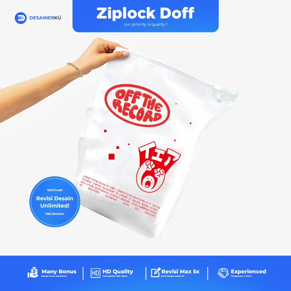 Ziplock Doff (FREE DESIGN) /ziper Bag / zipper bag custom / zipbag sablon / ziplock Deskripsi Produk