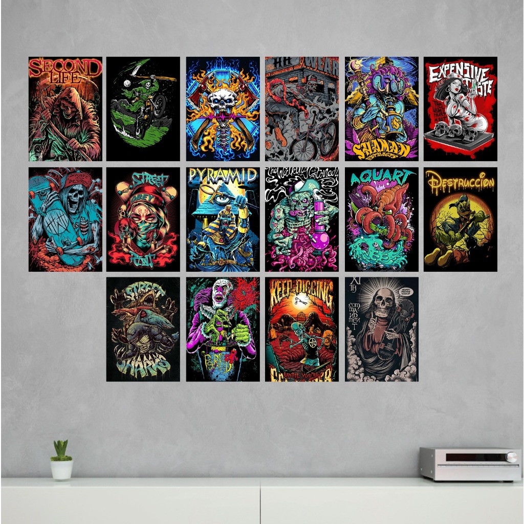 Poster Dinding Kamar Kartun Abstrack Aesthetic Ukuran A4 A5 A6 [R54] Isi 16 PCS Poster Aesthetic