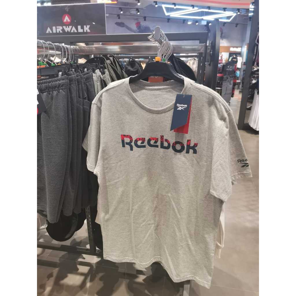 Reebok Man T-Shirt Sports Station Kaos Tshirt Original Grey