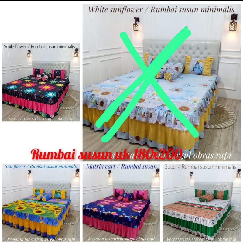 Sprei Rumbai Susun Minimalis UK 180x200x45