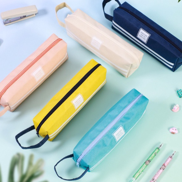 

Tas Alat Tulis Ritsleting Kain Sederhana Tepak Pencil Case Kapasitas Besar Pouch Tempat Bolpen Pen Make Up