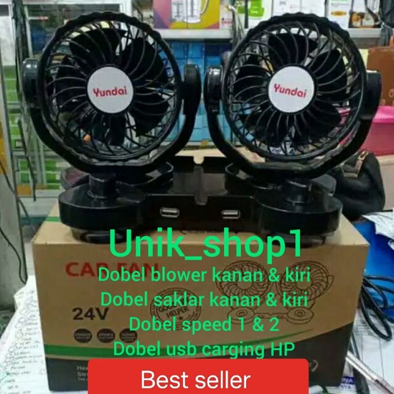 Kipas angin mobil  truk 24volt dengan usb carger