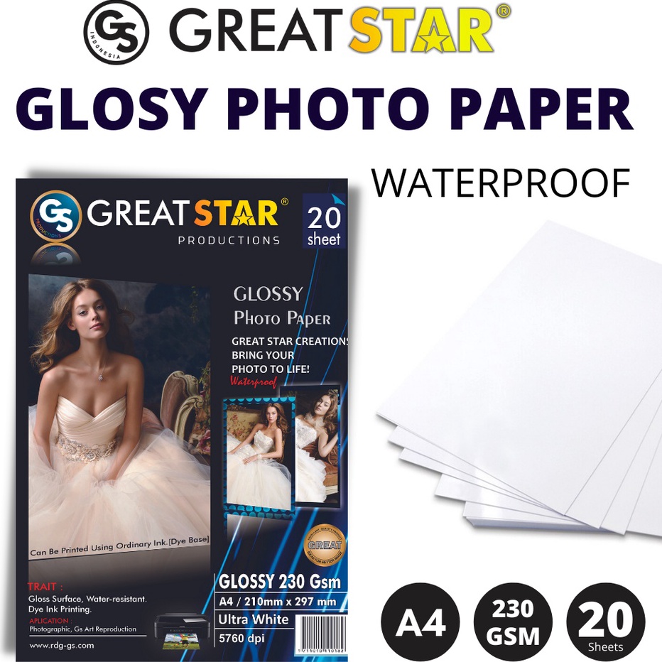 

KODE SBZ665 Glosy photo PaperKERTAS FOTO great star 23 gsm A42