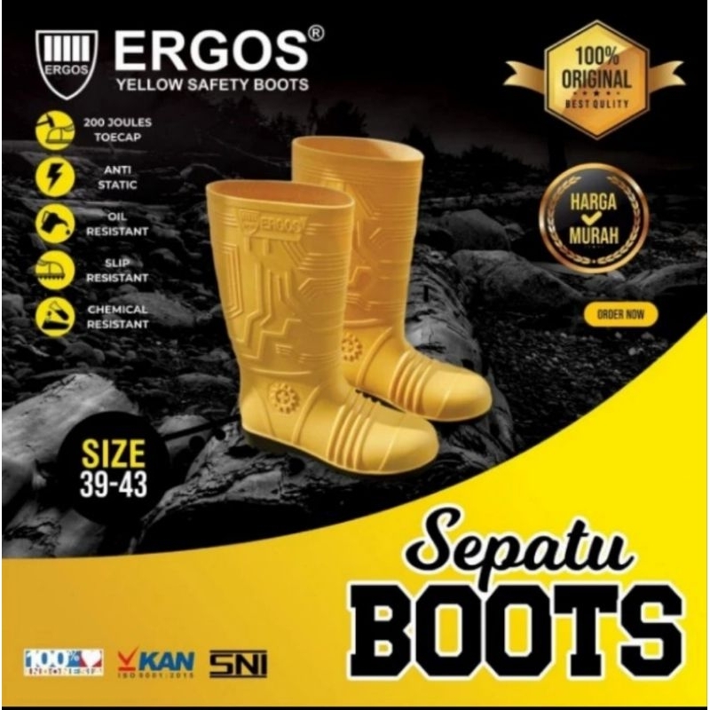 Safety boots Ergos Sepatu boot safety besi