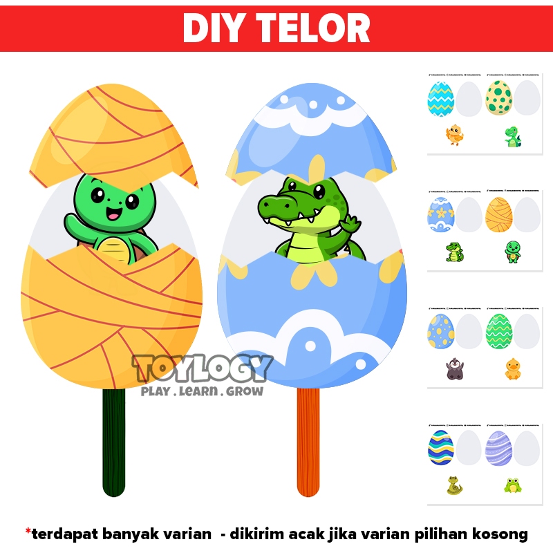 Mainan Edukasi Anak Kerajinan Tangan Menempel Menggunting DIY Wayang Kertas Bentuk Telur Hewan Praka