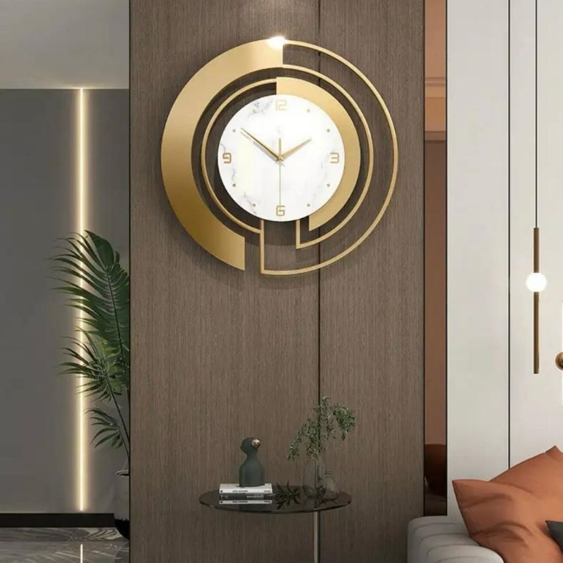 Jam Dinding gold Hitam Putih motif marble jam dinding aesthetic jam dinding gold Besar stainless