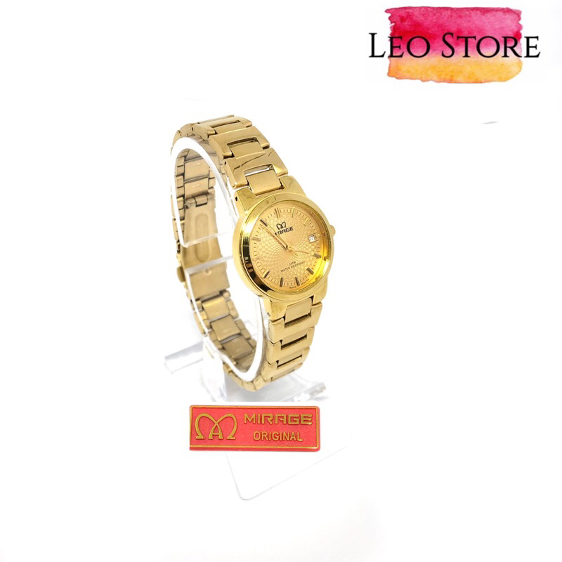 MIRAGE ORIGINAL A42(7390BRP-L)JAM TANGAN WANITA SIZE KECIL DENGAN WARNA GOLD FULL ADA TANGGAL TAHAN 
